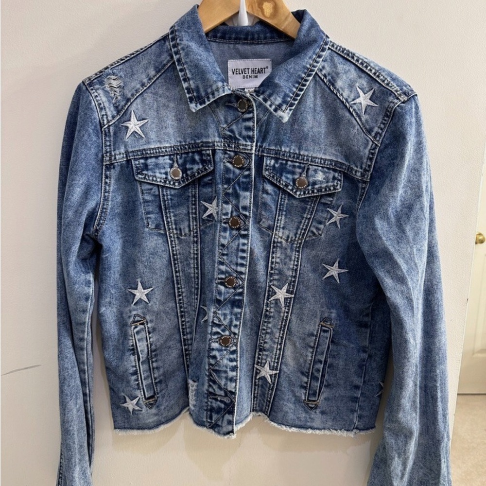 Velvet Heart Blue Denim Jacket with Star Details